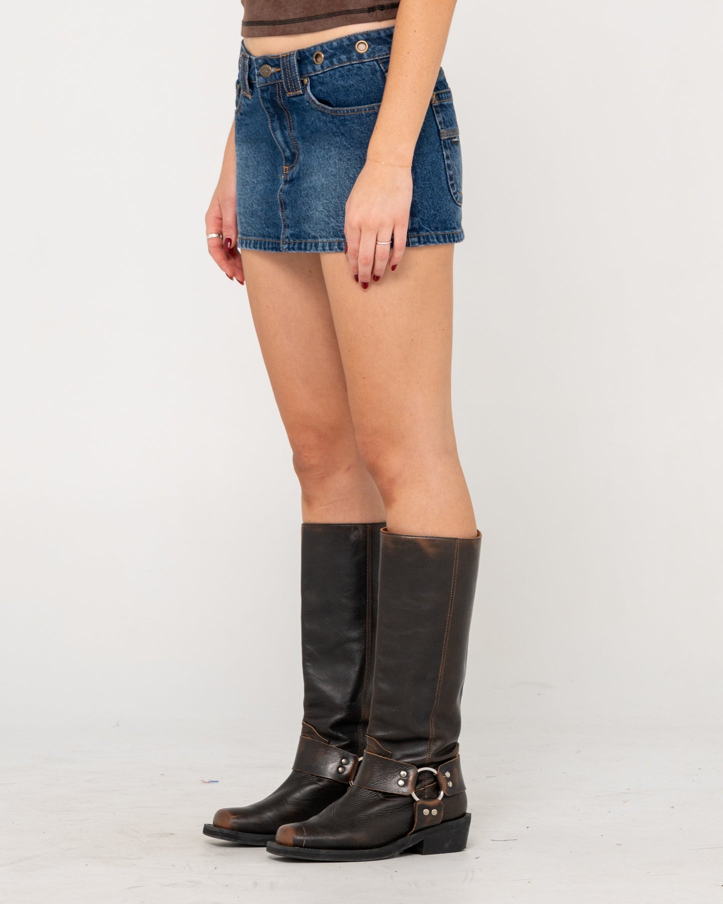 BLASTED EYE LET LOOSE DENIM MICRO SKIRT