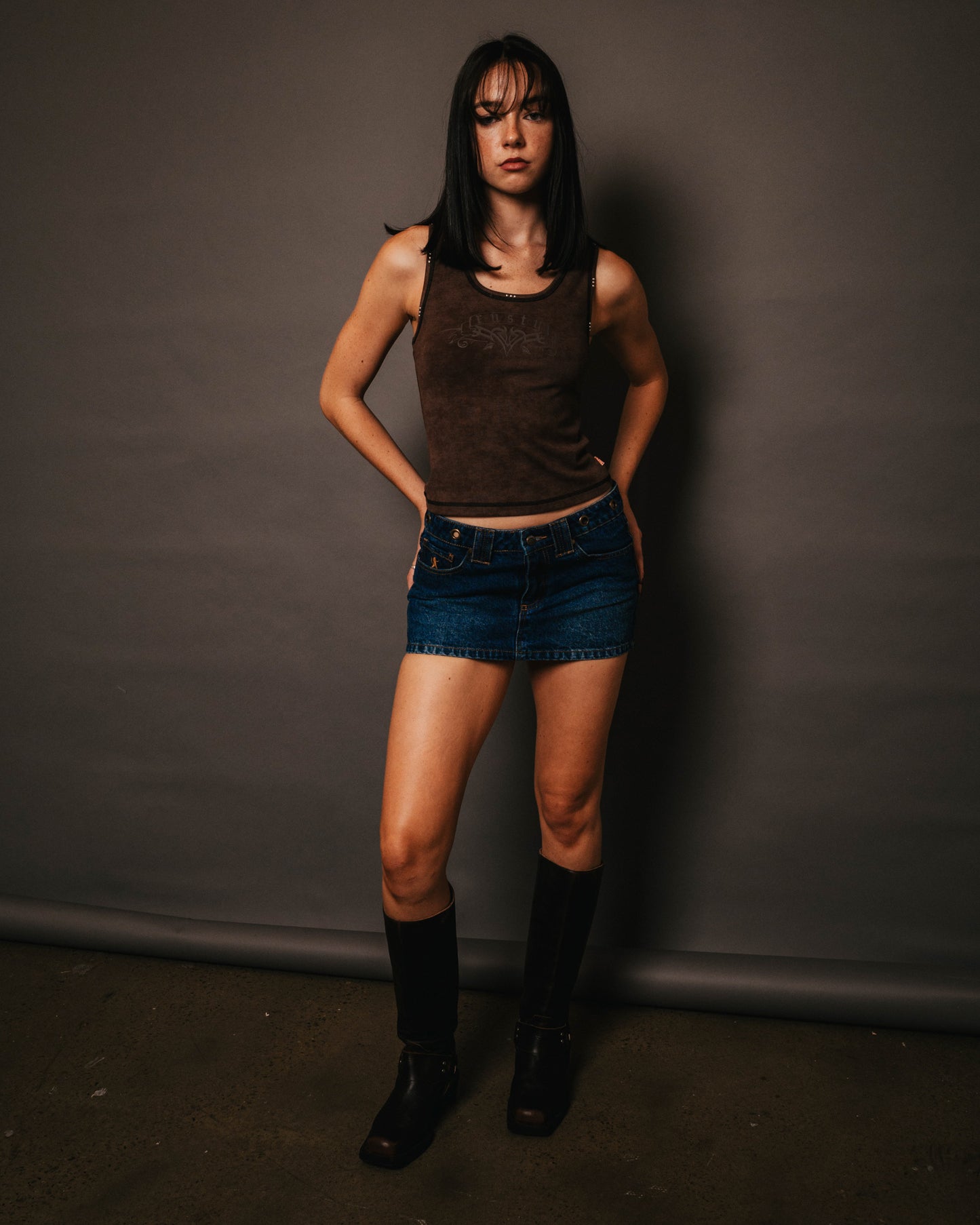 BLASTED EYE LET LOOSE DENIM MICRO SKIRT