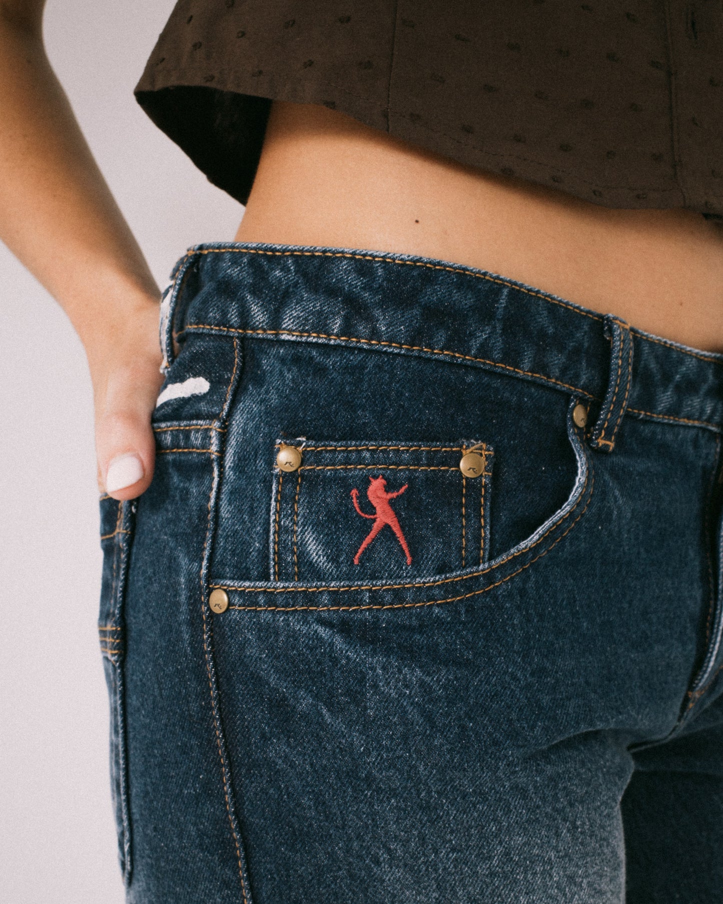 SHORTY FREIDA FLARE LOW RISE JEANS