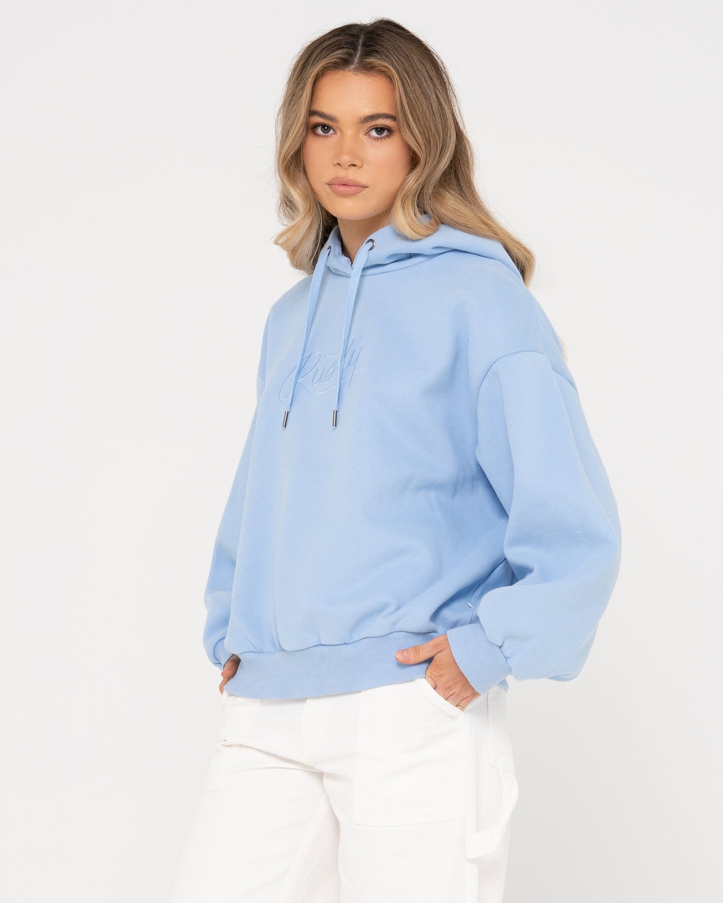 RUSTY SCRIPT OVERSIZE HOODED FLEECE