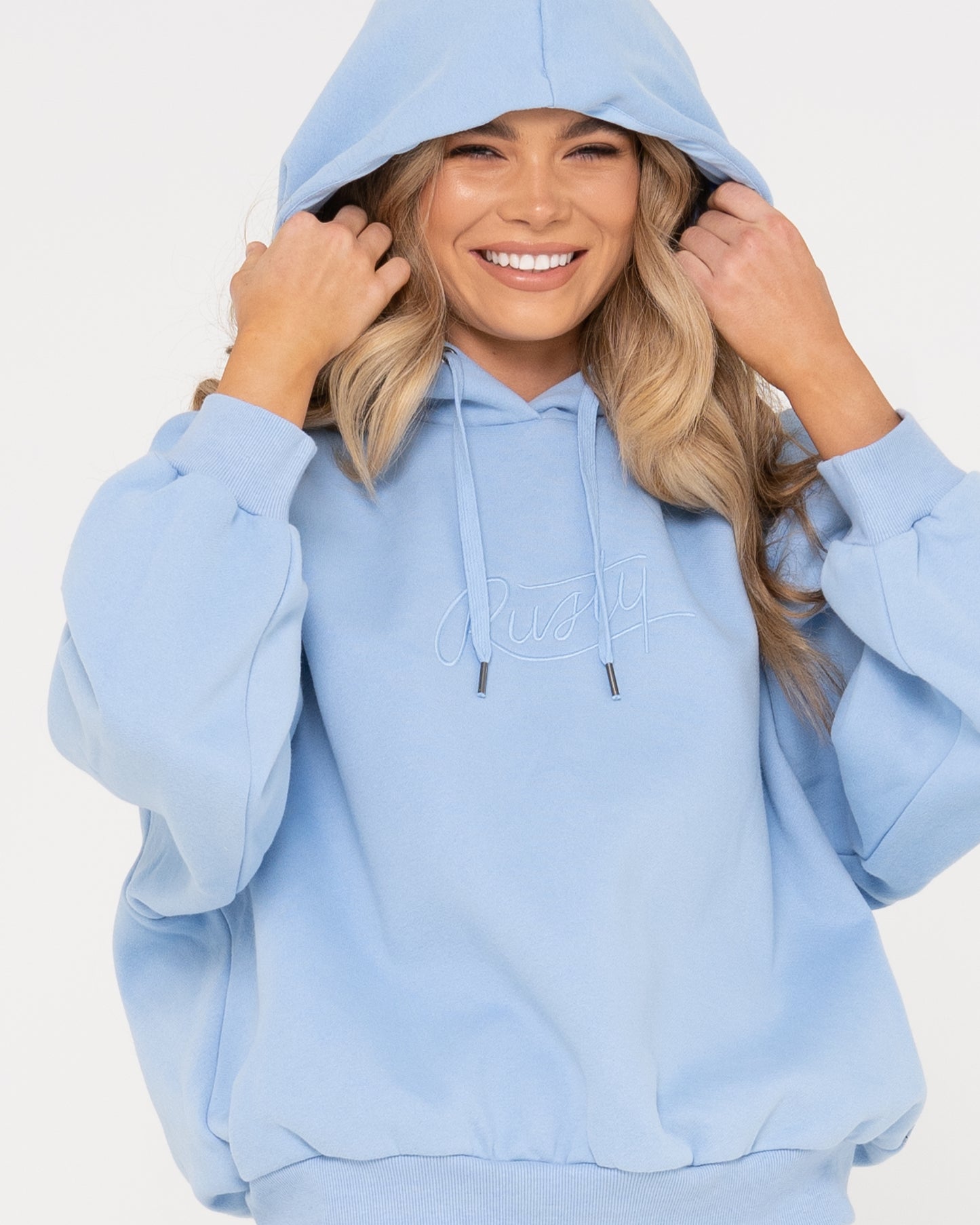 RUSTY SCRIPT OVERSIZE HOODED FLEECE