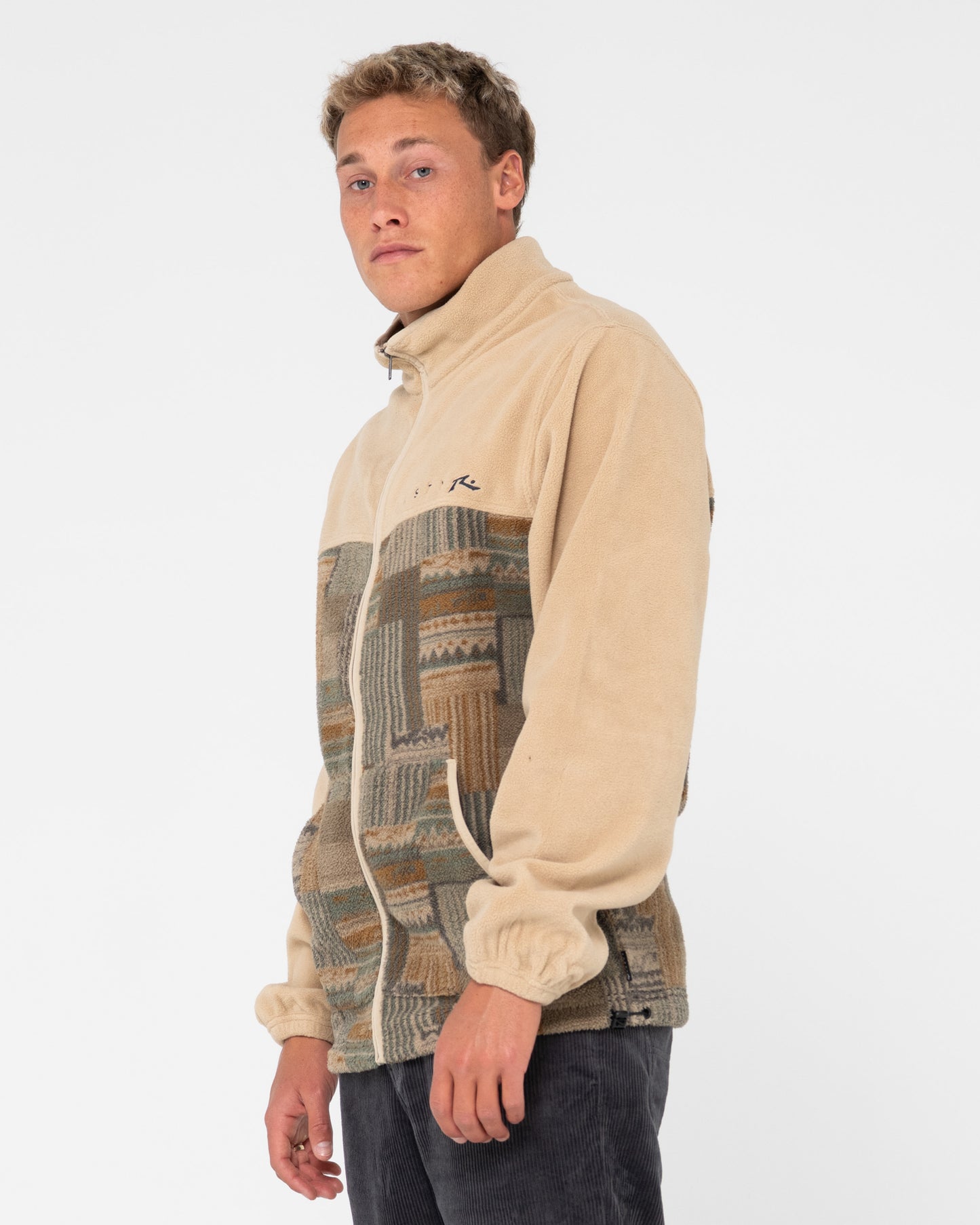 SHAG PANELED FULL ZIP FLEECE