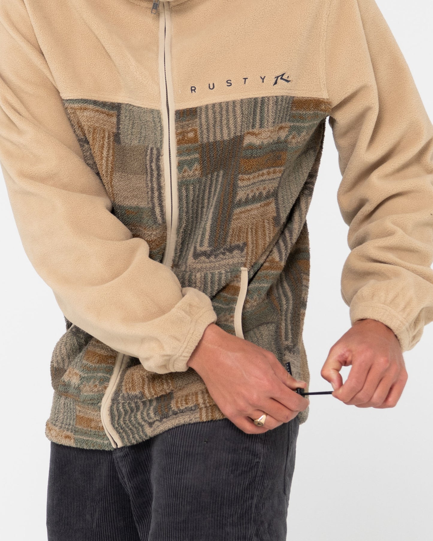 SHAG PANELED FULL ZIP FLEECE