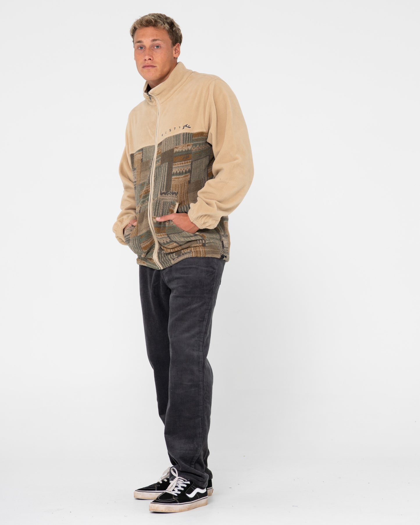 SHAG PANELED FULL ZIP FLEECE