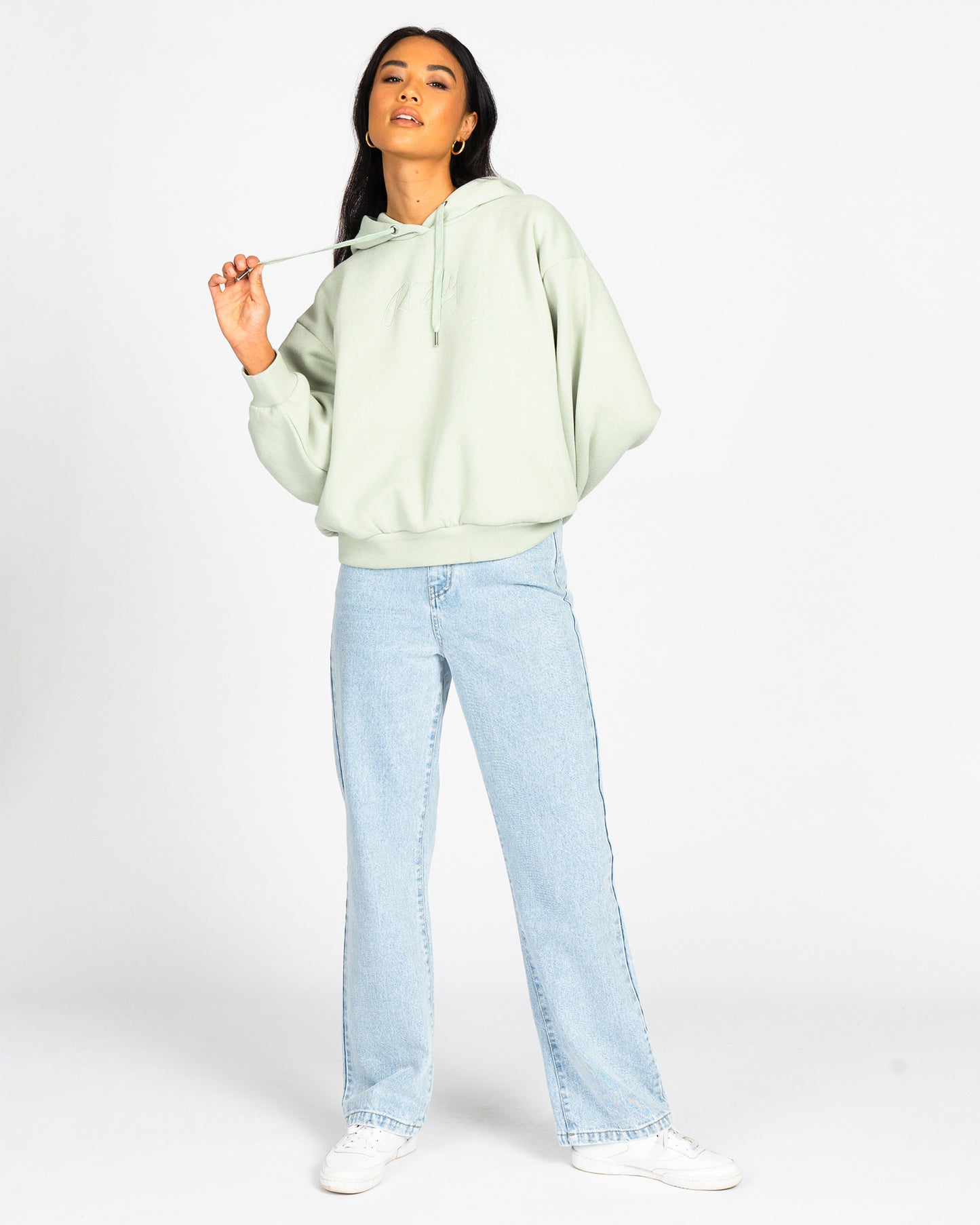 RUSTY SCRIPT OVERSIZE HOODED FLEECE