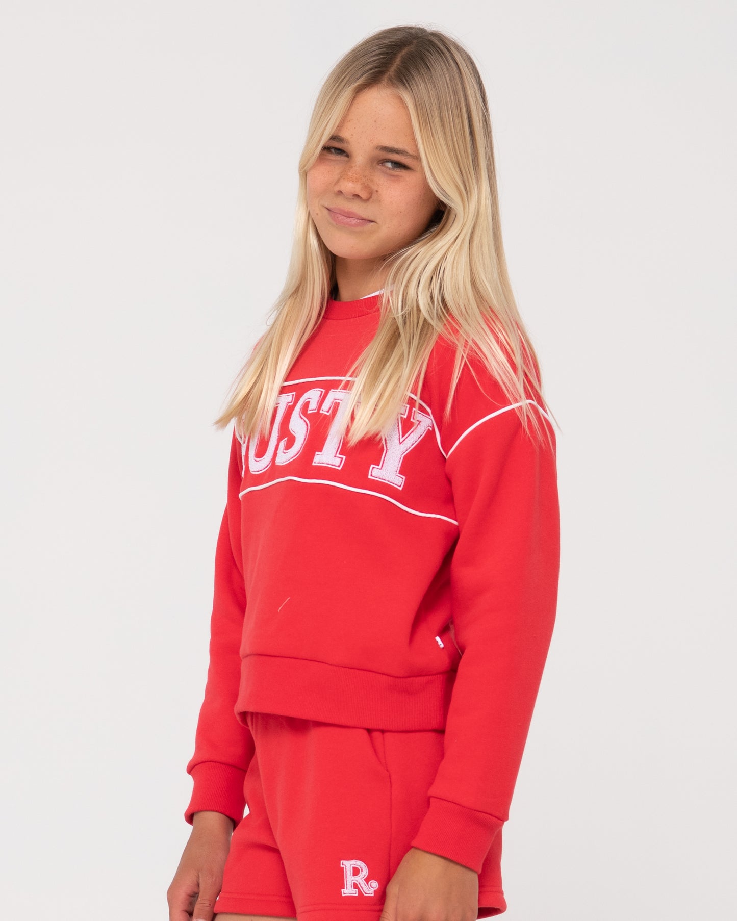 RUSTY LINE OVERSIZE CREW FLEECE GIRLS