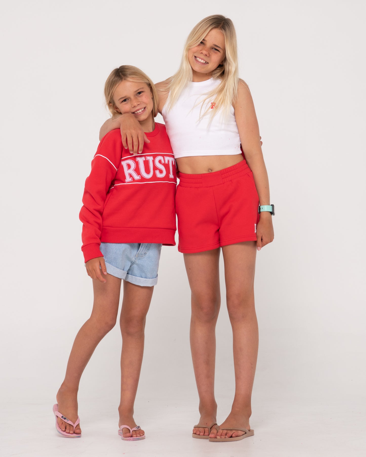 RUSTY LINE OVERSIZE CREW FLEECE GIRLS