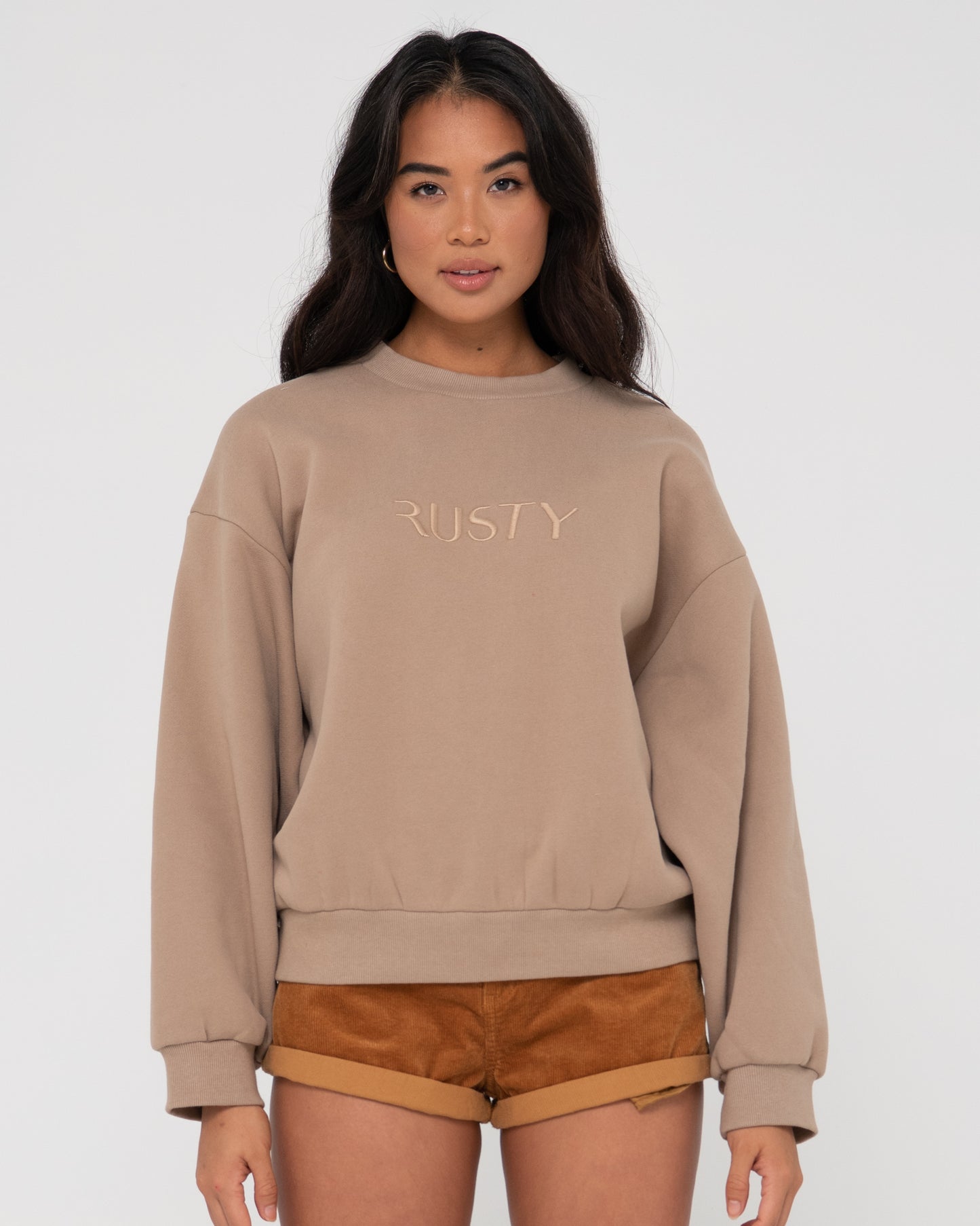 RUSTY SIGNATURE OVERSIZE CREW FLEECE