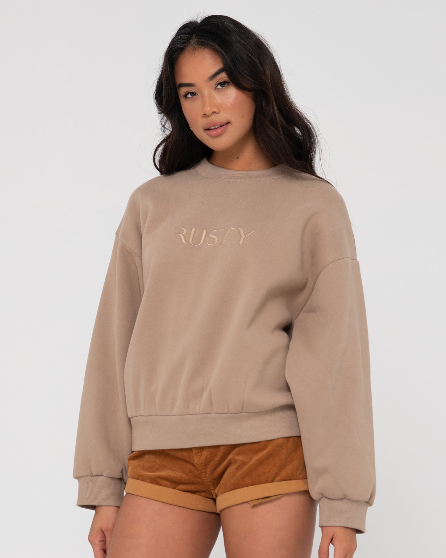 RUSTY SIGNATURE OVERSIZE CREW FLEECE