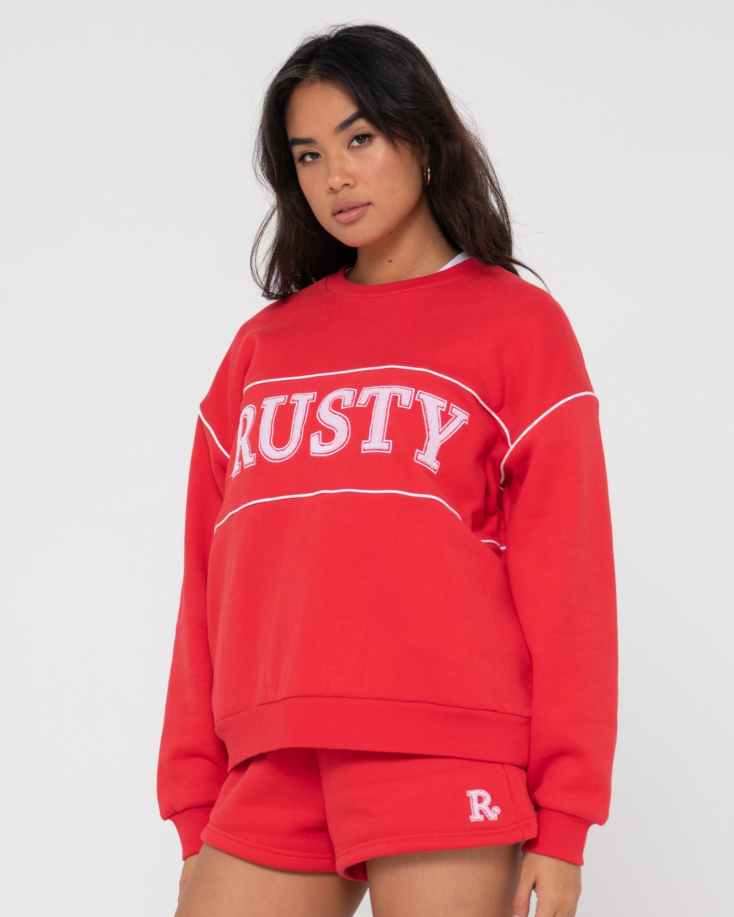 RUSTY LINE OVERSIZE CREW FLEECE