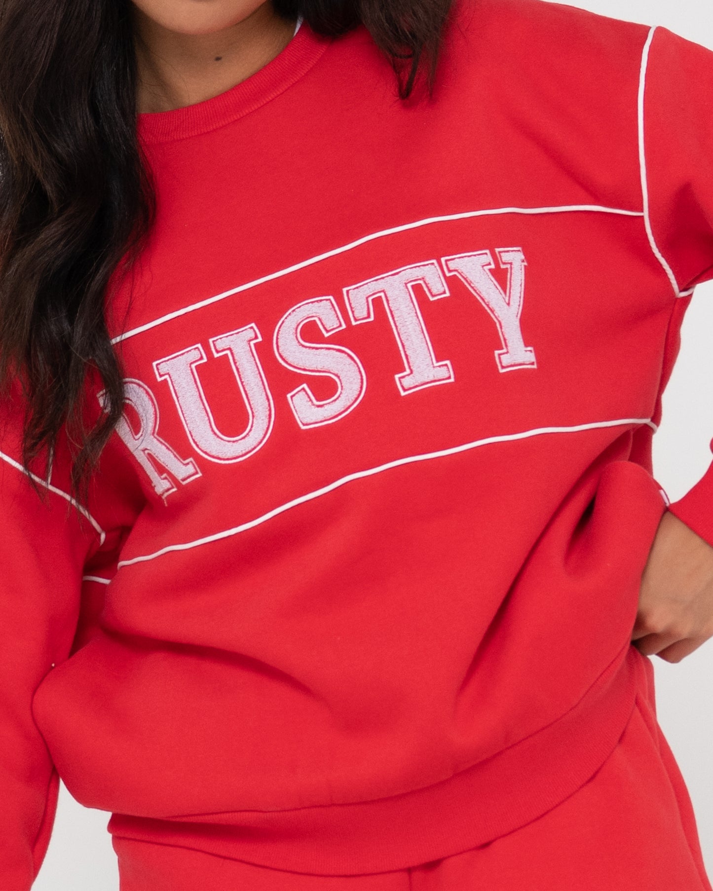 RUSTY LINE OVERSIZE CREW FLEECE