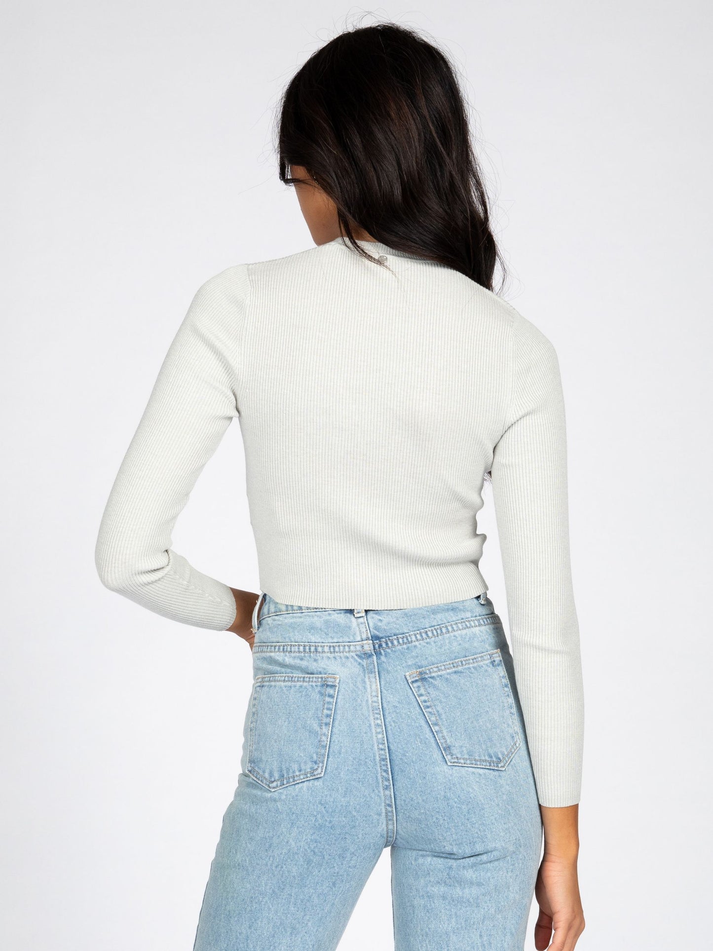 CHARIS RIBBED CROP LONG SLEEVE KNIT TOP