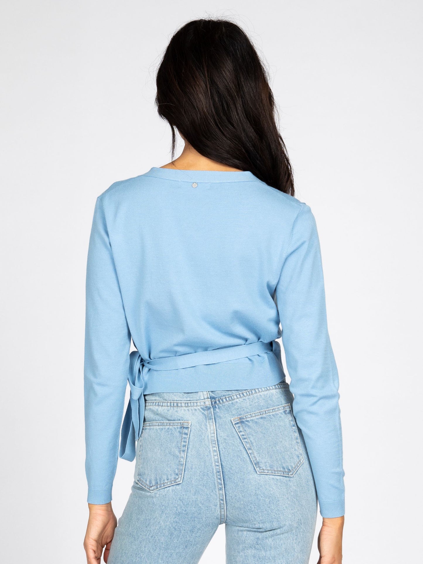 CHARIS RIBBED LONG SLEEVE WRAP KNIT TOP