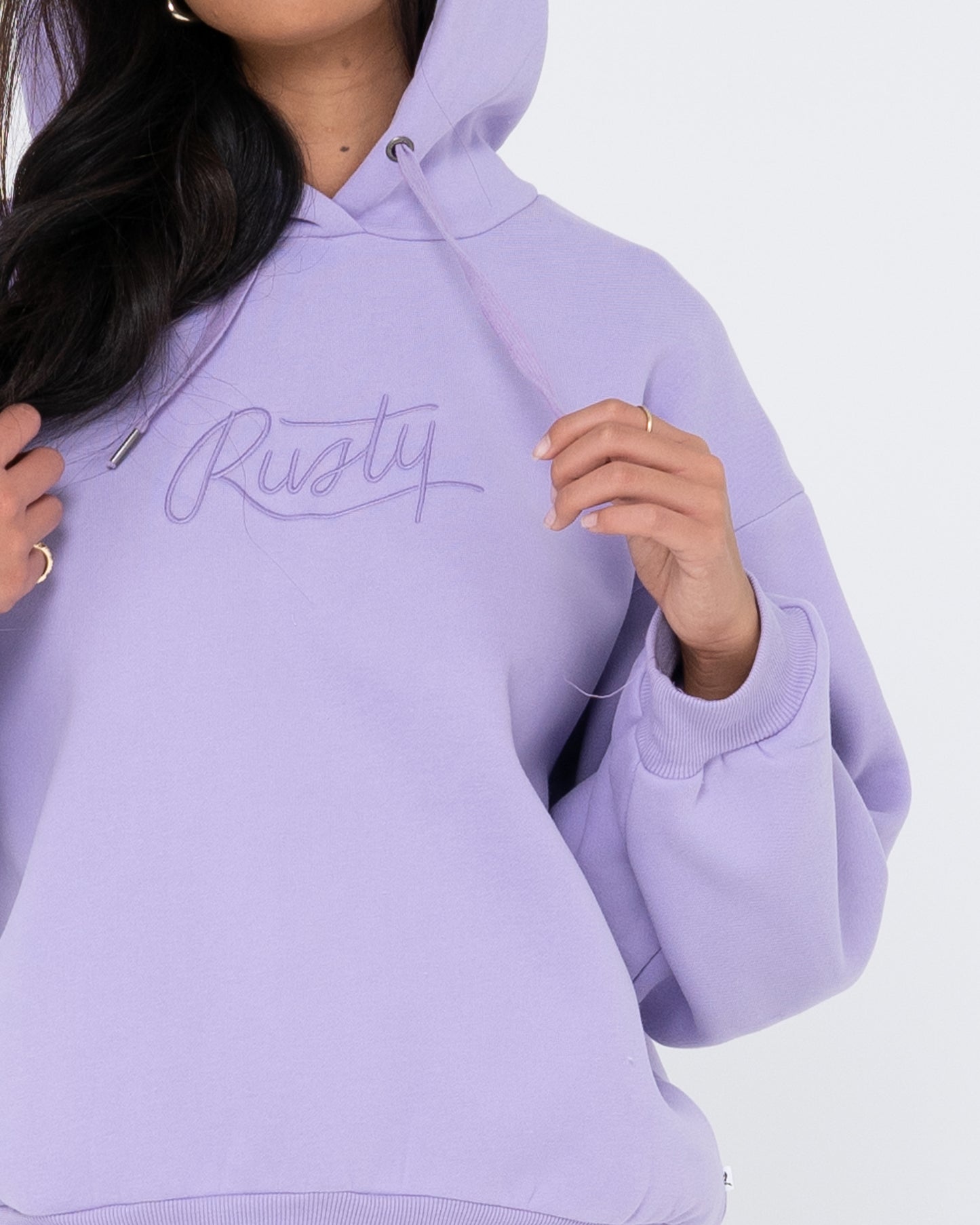 RUSTY SCRIPT OVERSIZE HOODED FLEECE