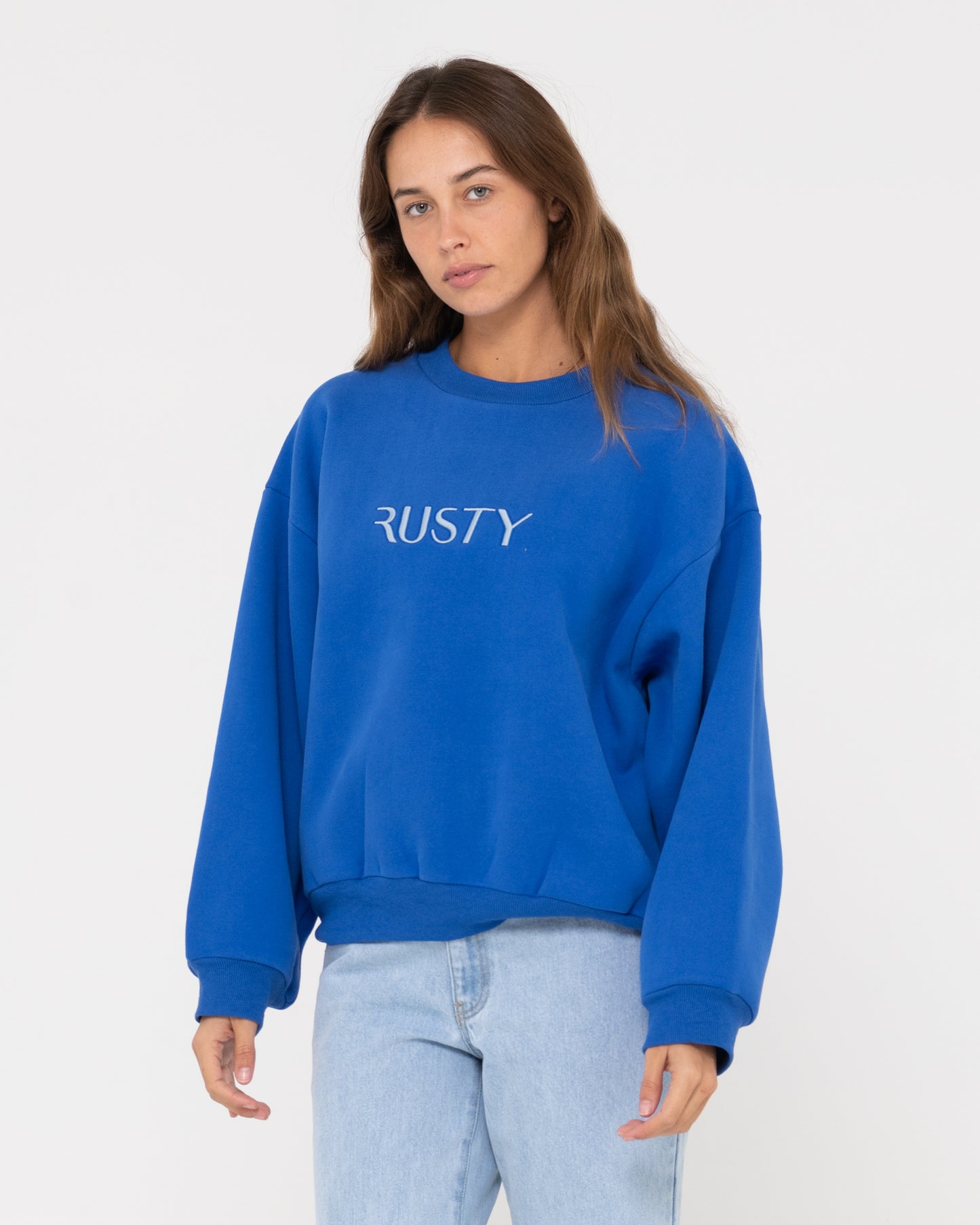 RUSTY SIGNATURE OVERSIZE CREW FLEECE