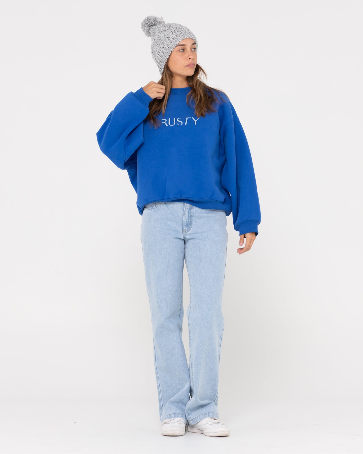 RUSTY SIGNATURE OVERSIZE CREW FLEECE