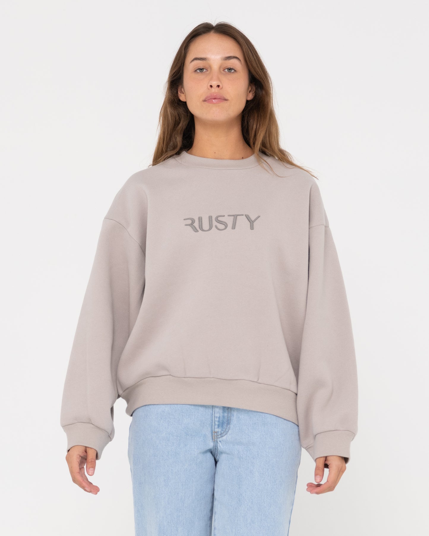 RUSTY SIGNATURE OVERSIZE CREW FLEECE