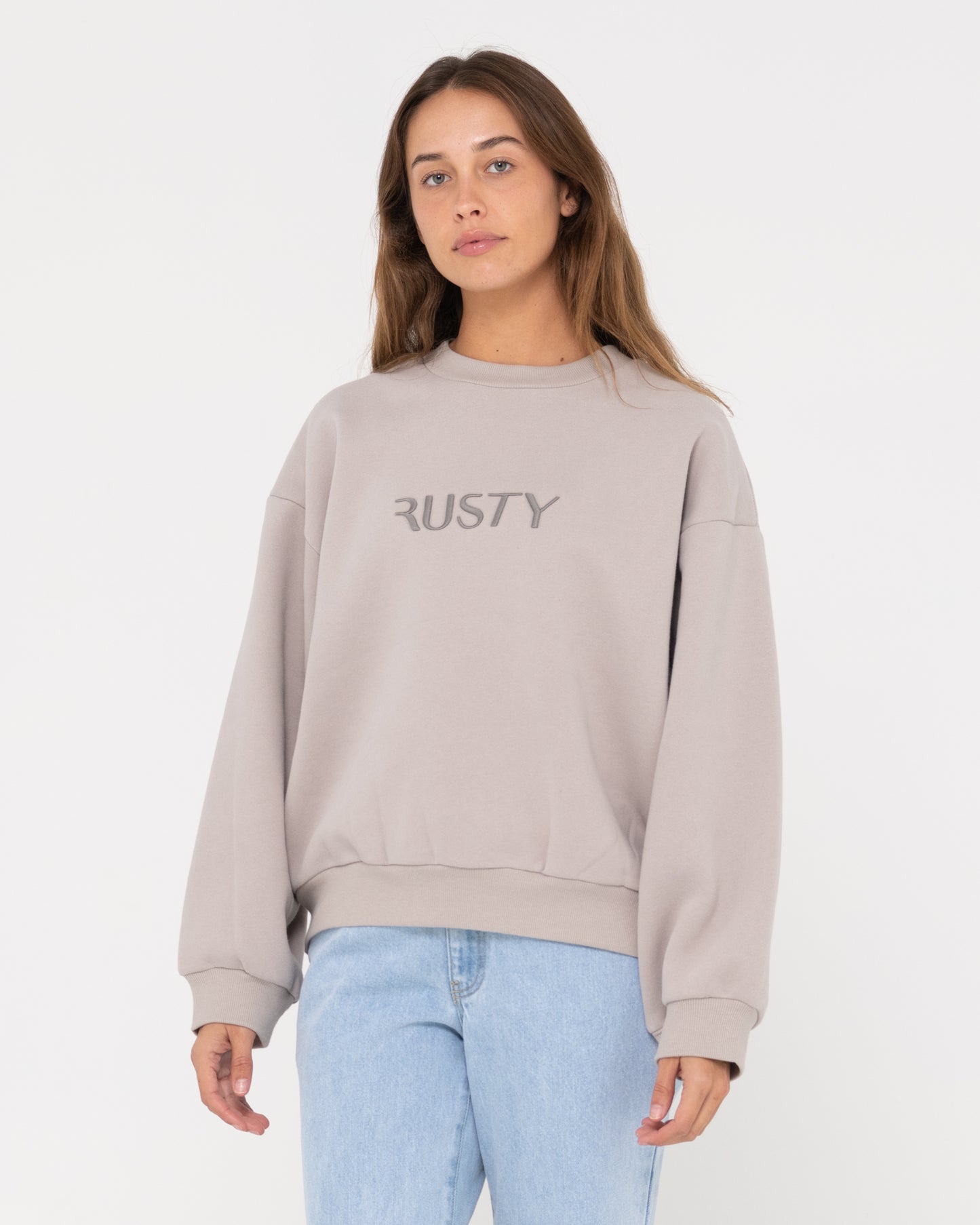 RUSTY SIGNATURE OVERSIZE CREW FLEECE