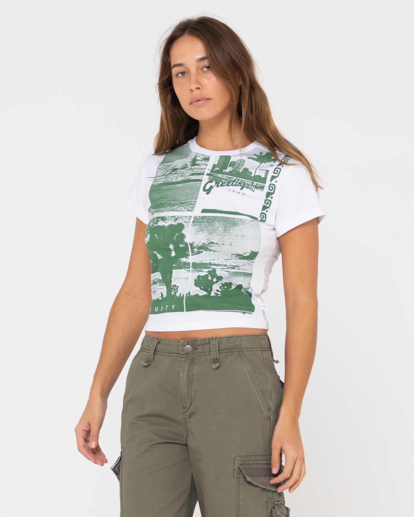 RUSTY GREETINGS SKIMMER BABY TEE