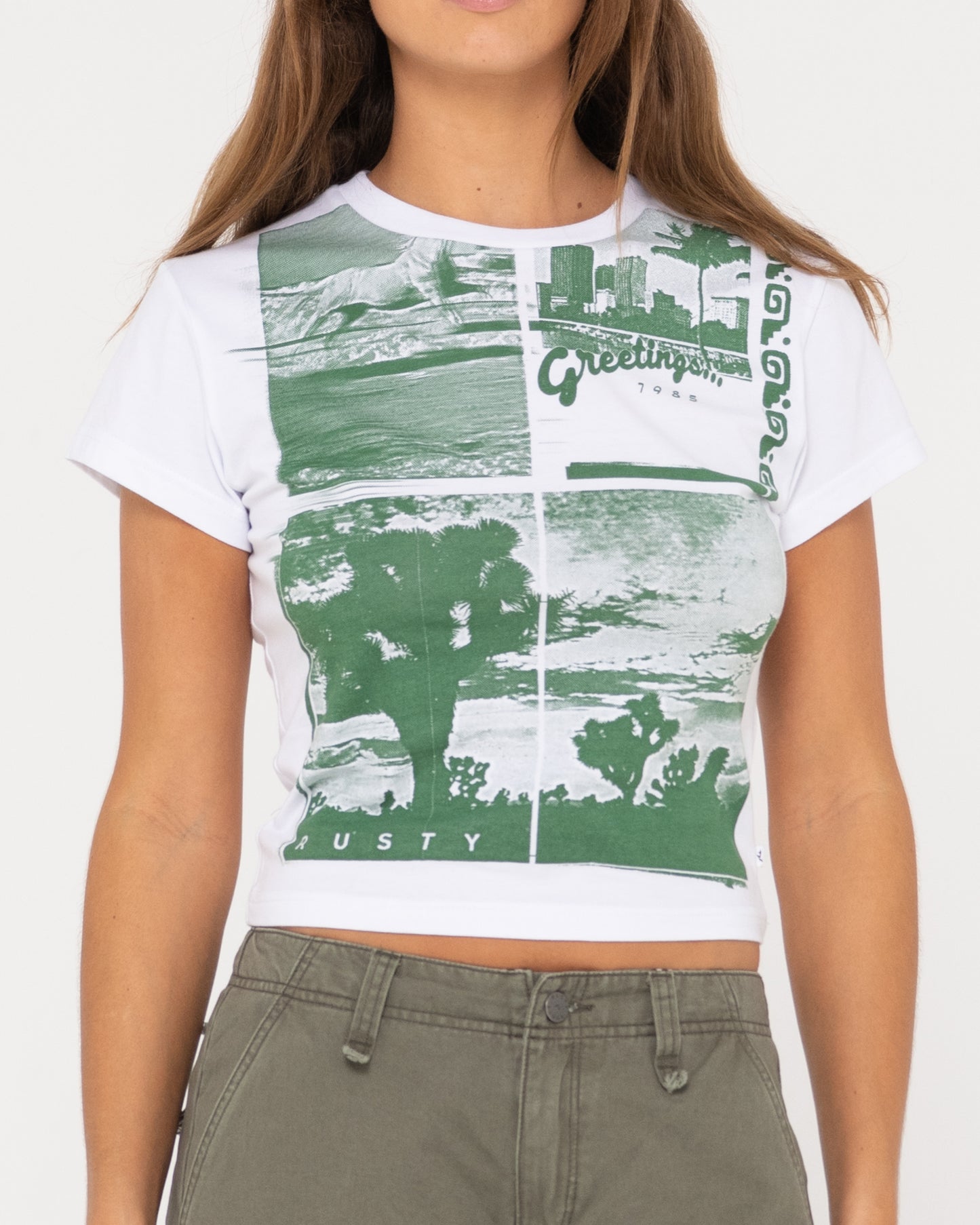 RUSTY GREETINGS SKIMMER BABY TEE