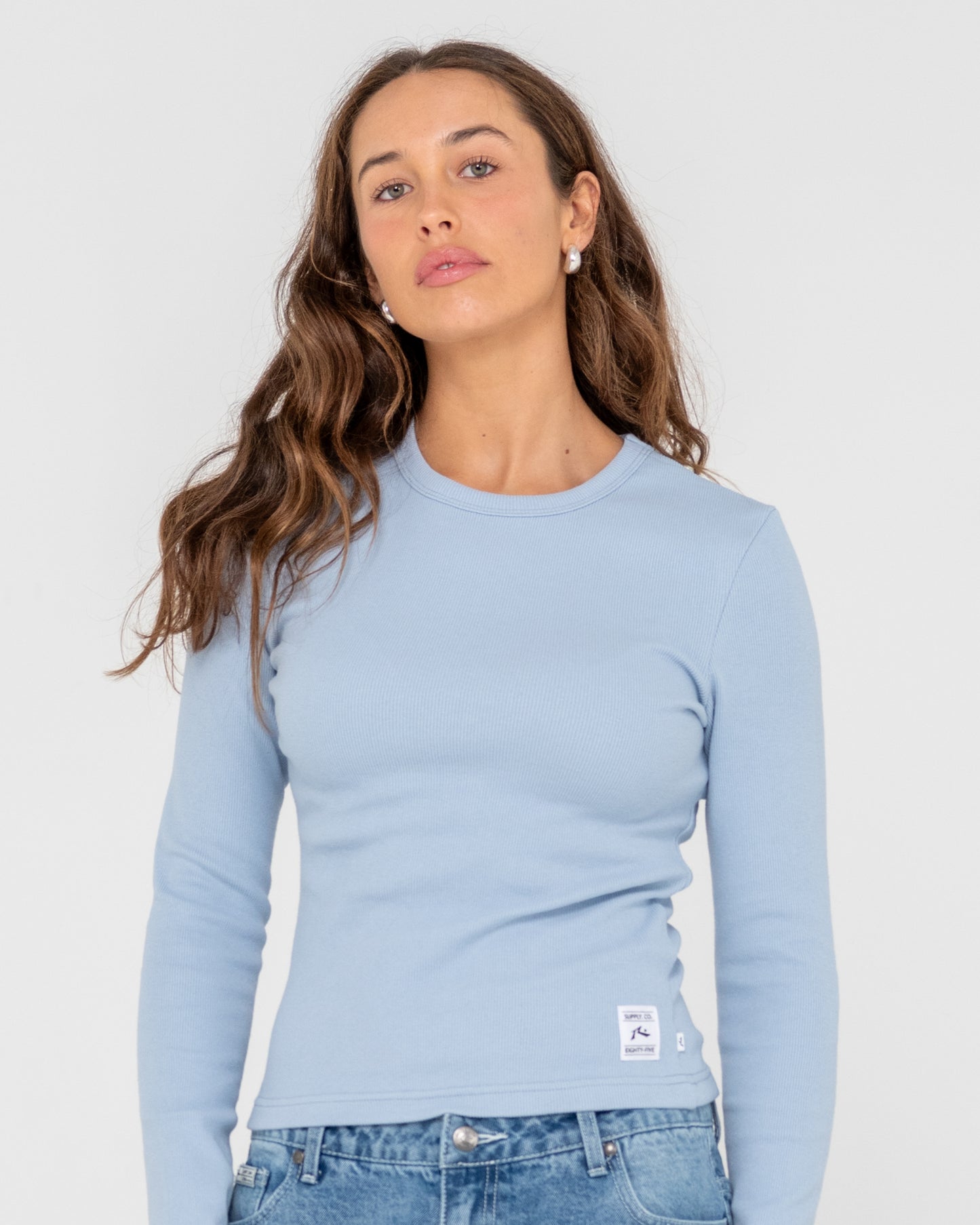 RUSTY ESSENTIALS RIBBED LONG SLEEVE TEE