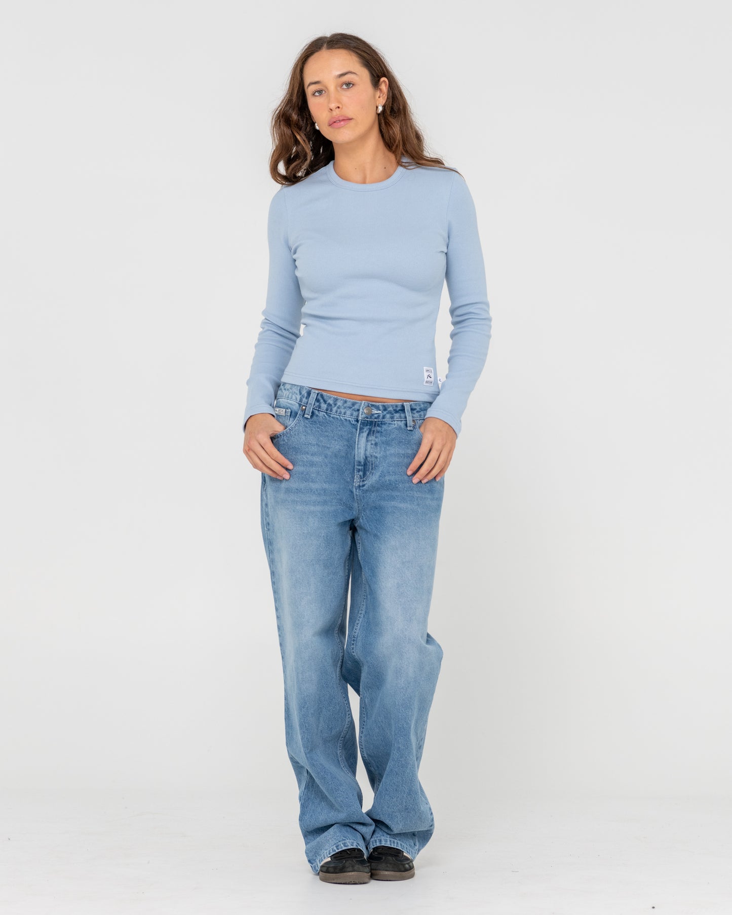 RUSTY ESSENTIALS RIBBED LONG SLEEVE TEE
