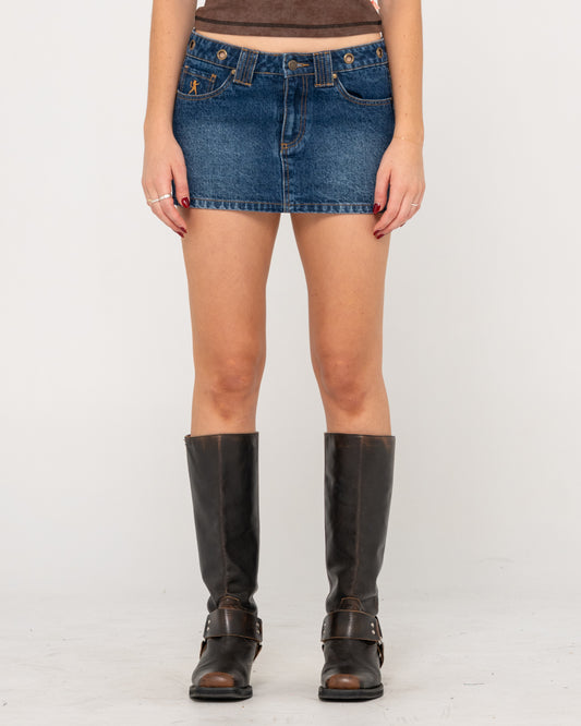 BLASTED EYE LET LOOSE DENIM MICRO SKIRT