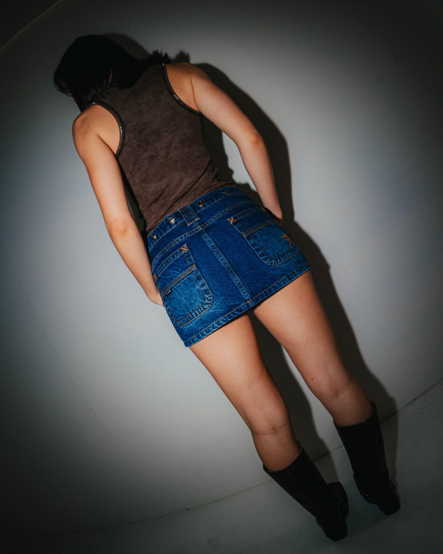 BLASTED EYE LET LOOSE DENIM MICRO SKIRT