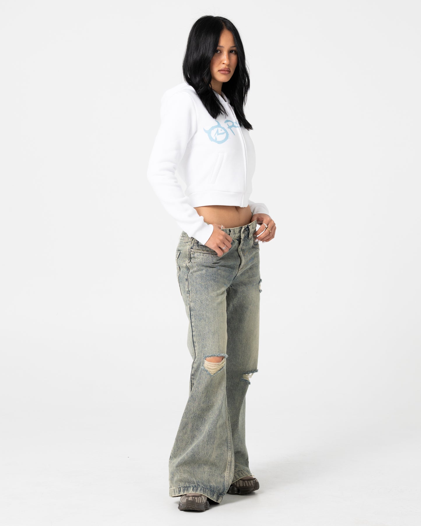 MCCOP CROP ZIP THRU HOODED FLEECE