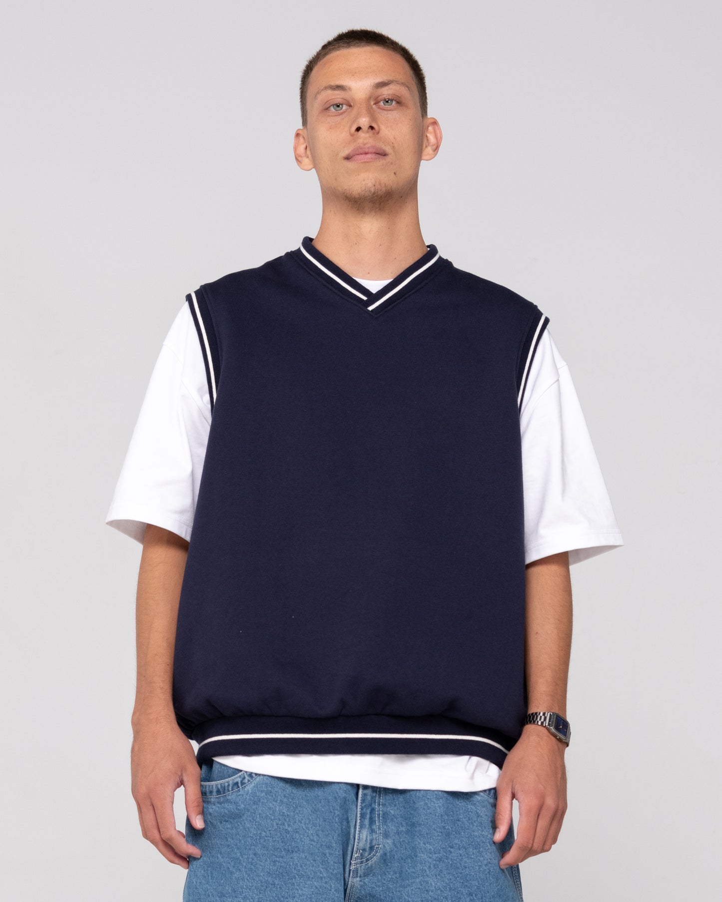 DROP TOP V NECK FLEECE VEST