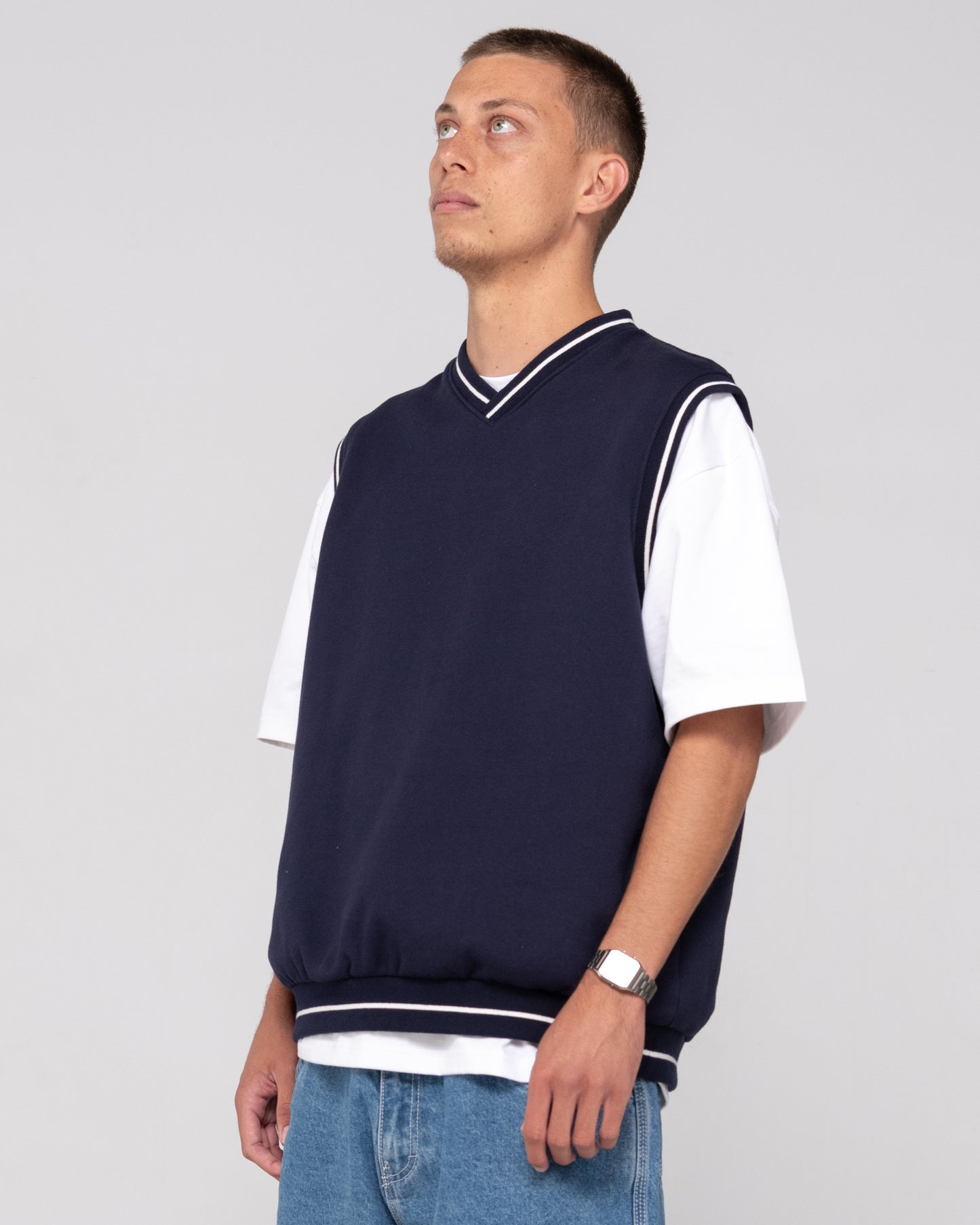 DROP TOP V NECK FLEECE VEST