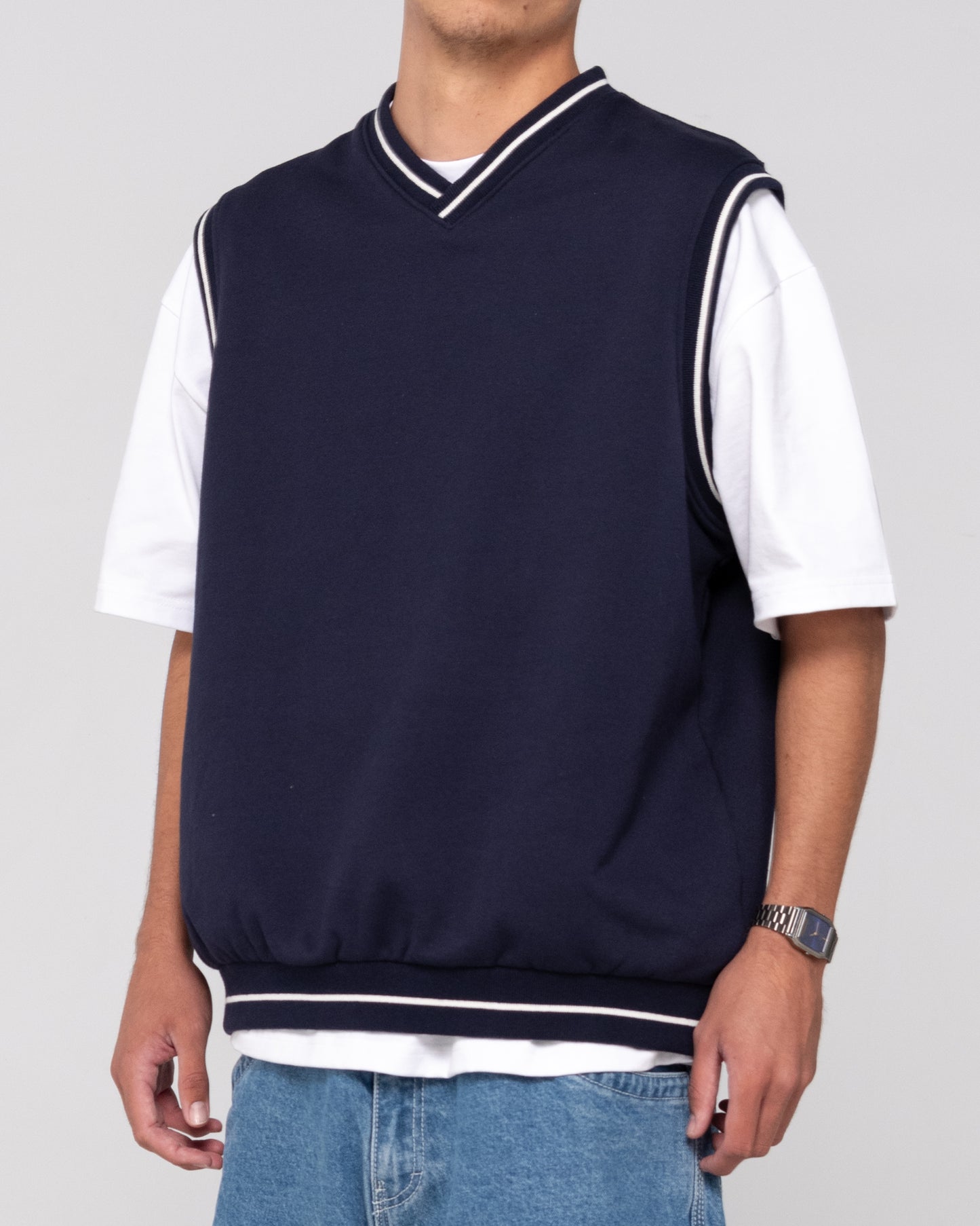 DROP TOP V NECK FLEECE VEST