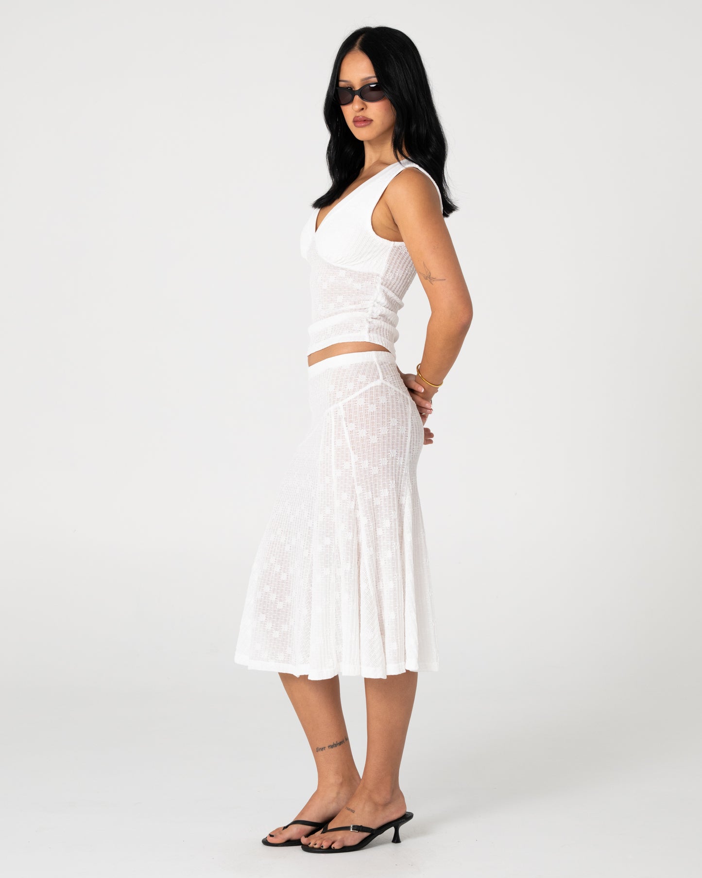 ROMA LOW RISE LACE MIDI SKIRT