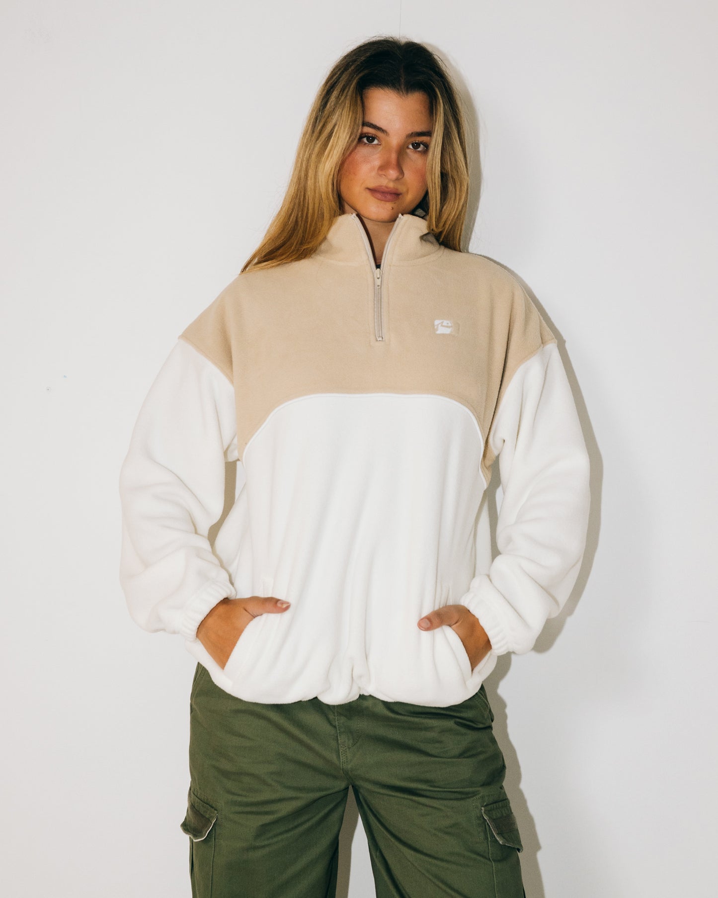 TONAL DIVISION HALF ZIP POLAR FLEECE