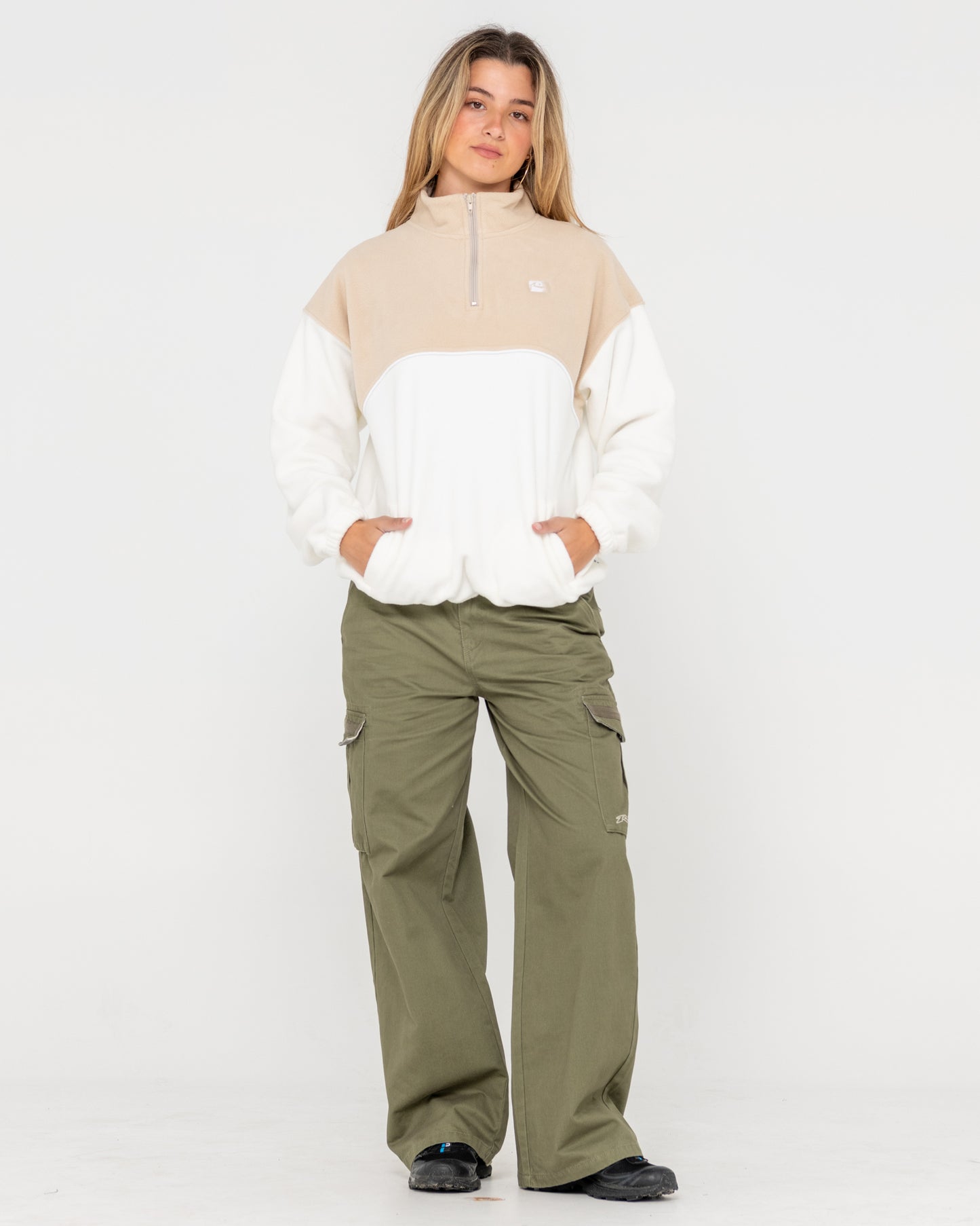 TONAL DIVISION HALF ZIP POLAR FLEECE