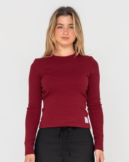 RUSTY ESSENTIALS RIBBED LONG SLEEVE TEE