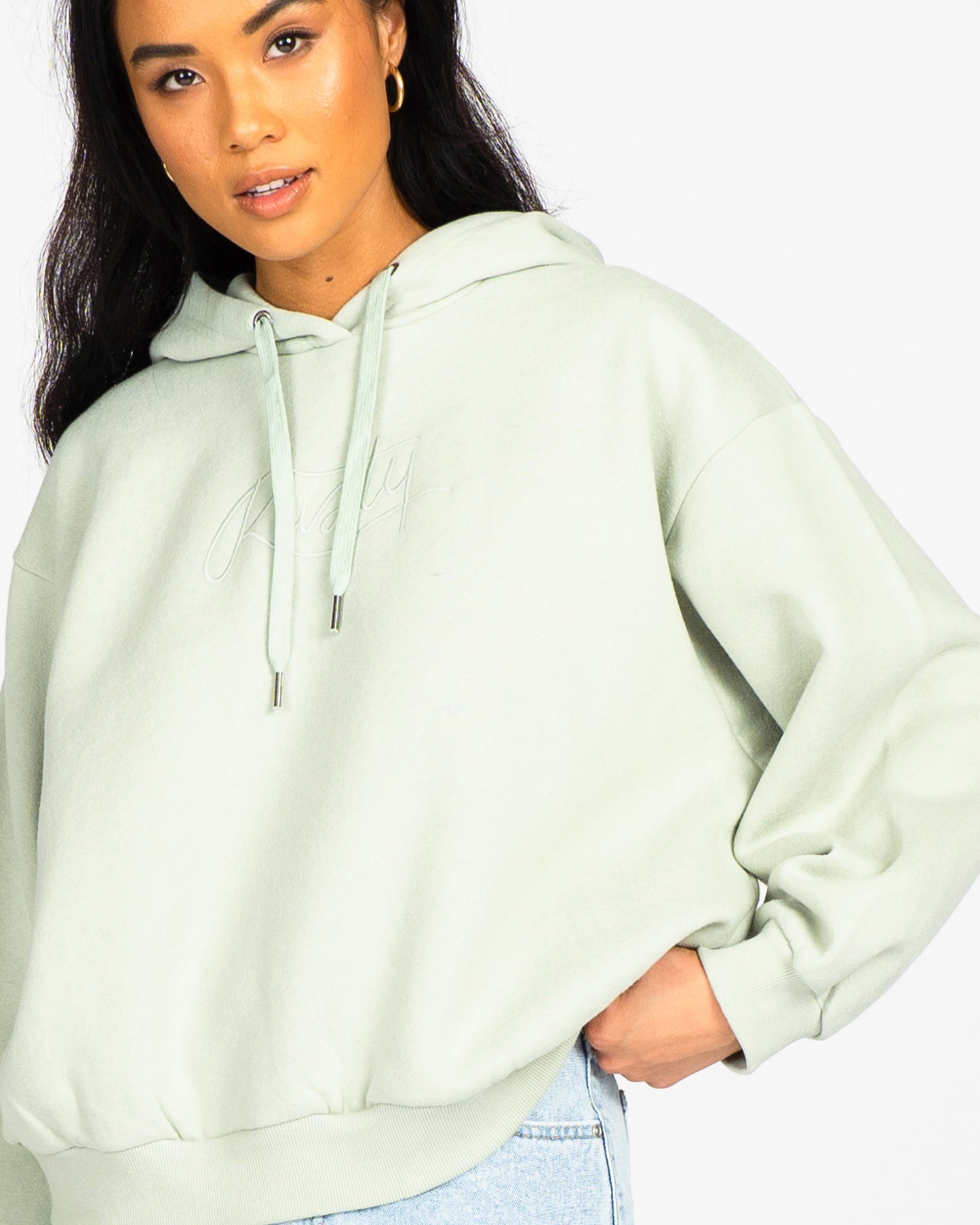 RUSTY SCRIPT OVERSIZE HOODED FLEECE