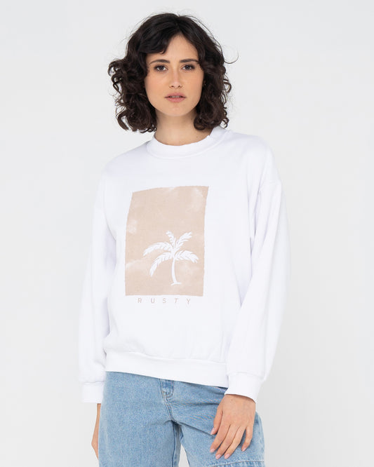 SUNSET PALM OVERSIZE CREW NECK FLEECE