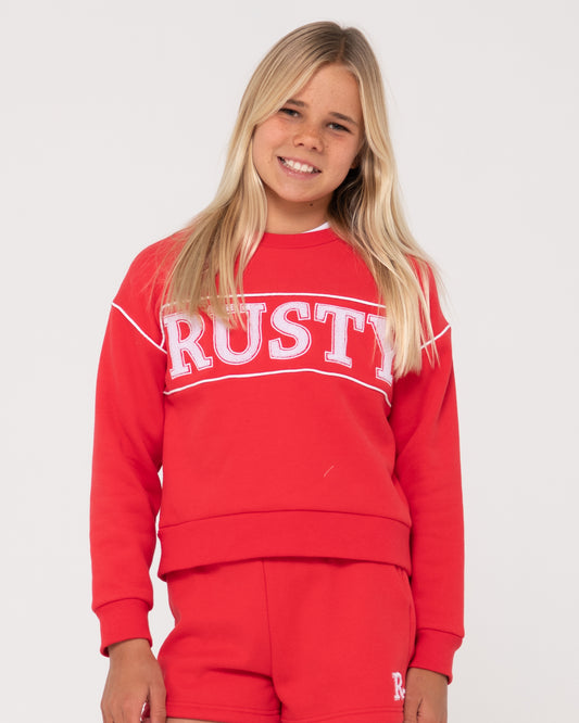 RUSTY LINE OVERSIZE CREW FLEECE GIRLS