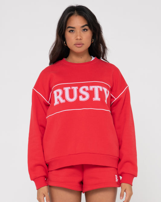 RUSTY LINE OVERSIZE CREW FLEECE