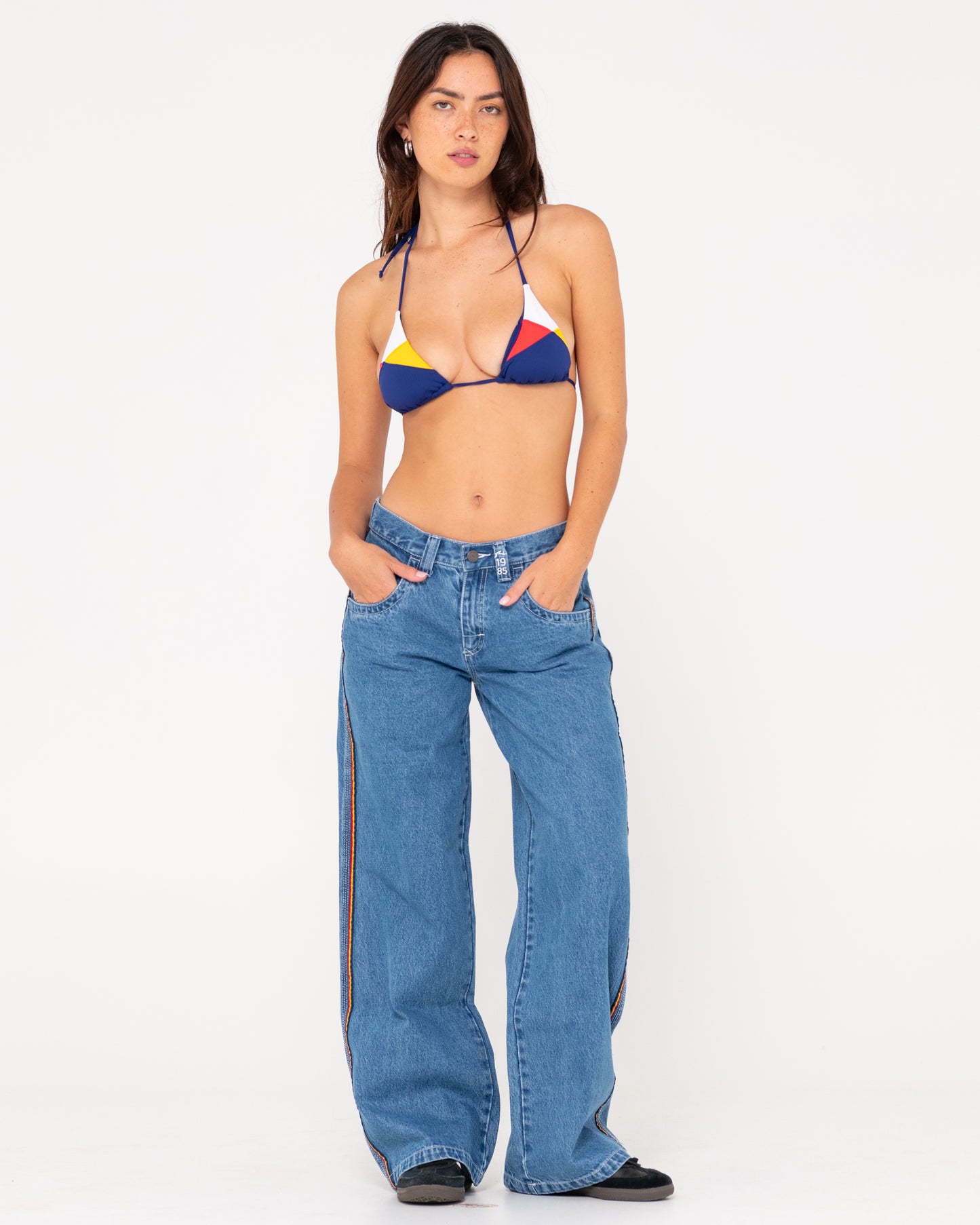 FLIP MOMMY LOW RISE WIDE LEG DENIM PANT