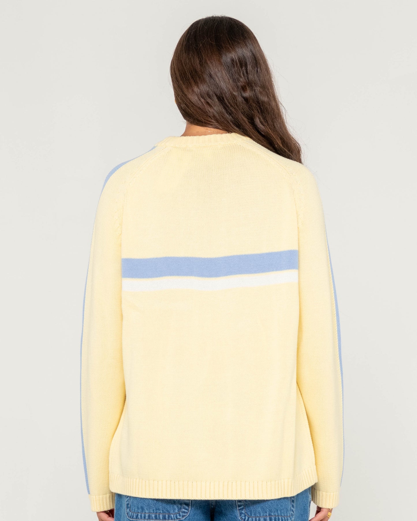 WHITE LINES LONG SLEEVE CREW NECK KNIT