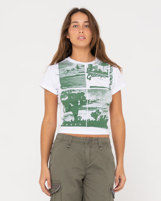 RUSTY GREETINGS SKIMMER BABY TEE